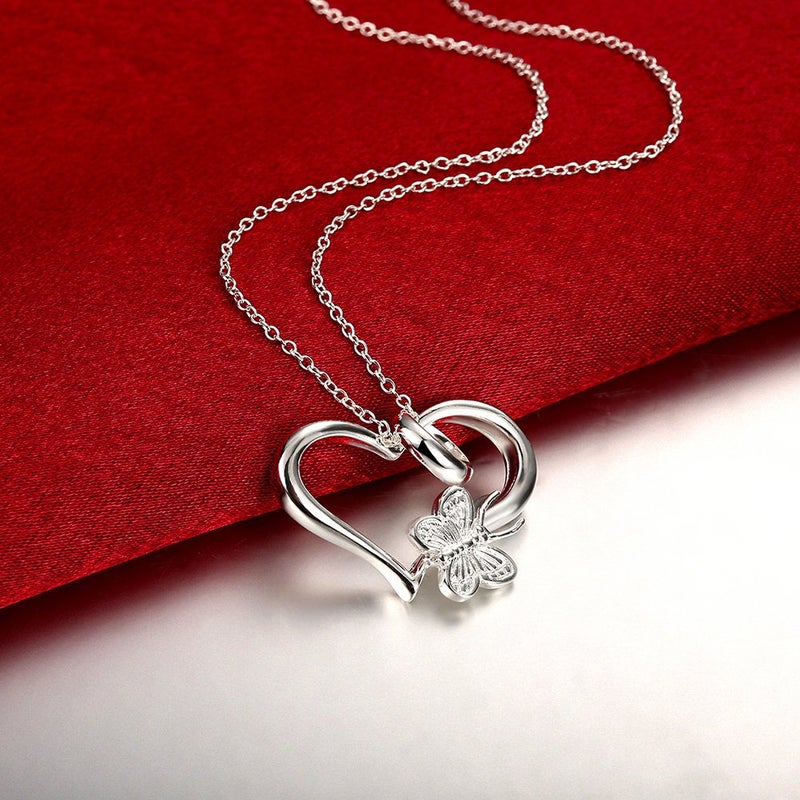 Cutesmile Fashion Jewelry 925 Sterling Silver Butterfly Love Heart Pendant Necklace for Women - Image 4